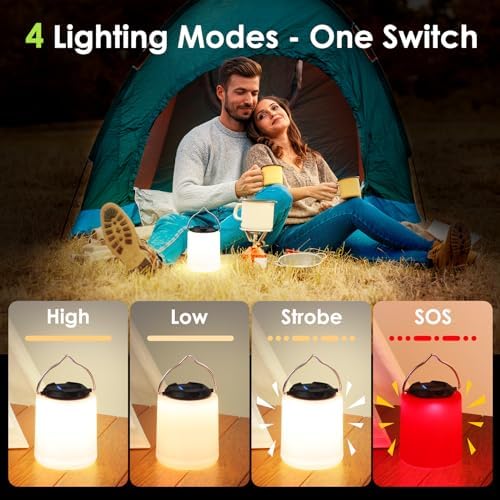 LED Camping Lantern, Rechargeable Camping Light, 4 Modes Outdoor Flashlights Lanterns with 1000LM, Water Resistant Portable Emergency Camp Light for Hurricane Hiking Survival Kits - Black - Image 4