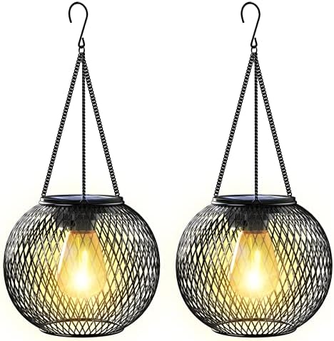 Solar Lantern Outdoor Waterproof, KagoLing Upgraded Hanging Solar Lights Outdoor Garden Decorations Decorative Lighting Solar Powered Waterproof Tree Lantern for Garden Yard Patio Pathway, 2 Pack