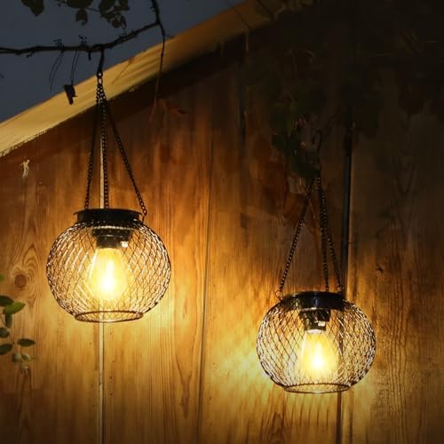 Solar Lantern Outdoor Waterproof, KagoLing Upgraded Hanging Solar Lights Outdoor Garden Decorations Decorative Lighting Solar Powered Waterproof Tree Lantern for Garden Yard Patio Pathway, 2 Pack - Image 3