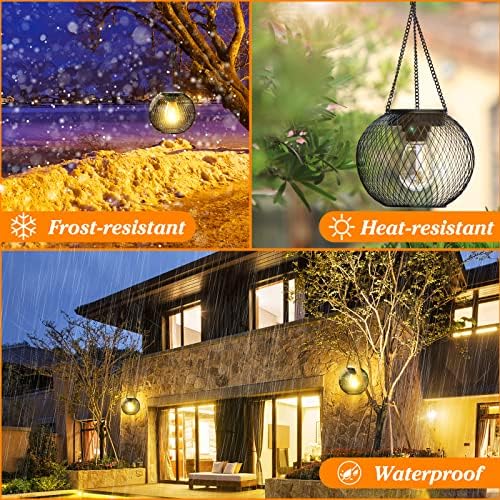 Solar Lantern Outdoor Waterproof, KagoLing Upgraded Hanging Solar Lights Outdoor Garden Decorations Decorative Lighting Solar Powered Waterproof Tree Lantern for Garden Yard Patio Pathway, 2 Pack - Image 4