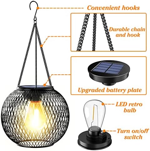 Solar Lantern Outdoor Waterproof, KagoLing Upgraded Hanging Solar Lights Outdoor Garden Decorations Decorative Lighting Solar Powered Waterproof Tree Lantern for Garden Yard Patio Pathway, 2 Pack - Image 5