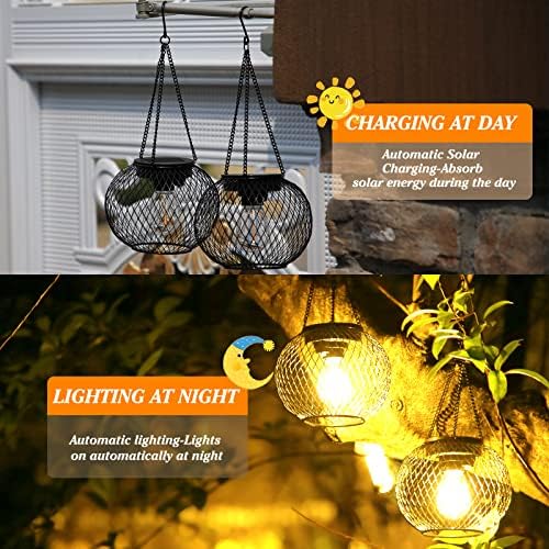 Solar Lantern Outdoor Waterproof, KagoLing Upgraded Hanging Solar Lights Outdoor Garden Decorations Decorative Lighting Solar Powered Waterproof Tree Lantern for Garden Yard Patio Pathway, 2 Pack - Image 6