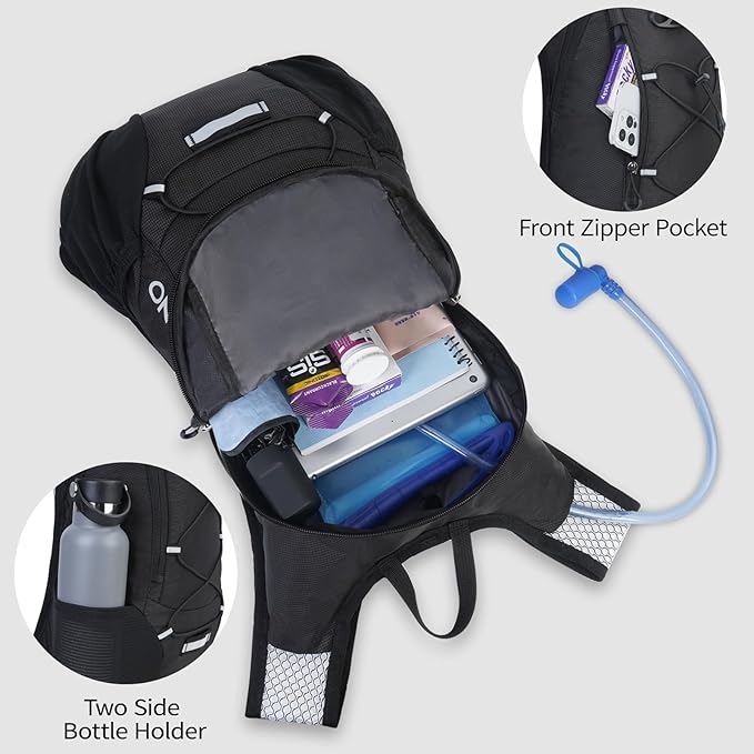 Lightweight Hydration Backpack, Running Backpack with 2L Water Bladder, Hydro Water Daypack for Cycling Hiking Rave for Men Women - Image 2