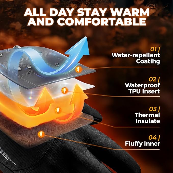 rivmount Winter Waterproof Ski Snow Warm Gloves for Women Men, Windproof Cold Weather Thermal with Touchscreen Fingers, for Running Driving Cycling Hiking Biking Outdoor Sports Daily Work - Image 3